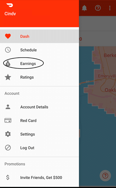 locate the earning section